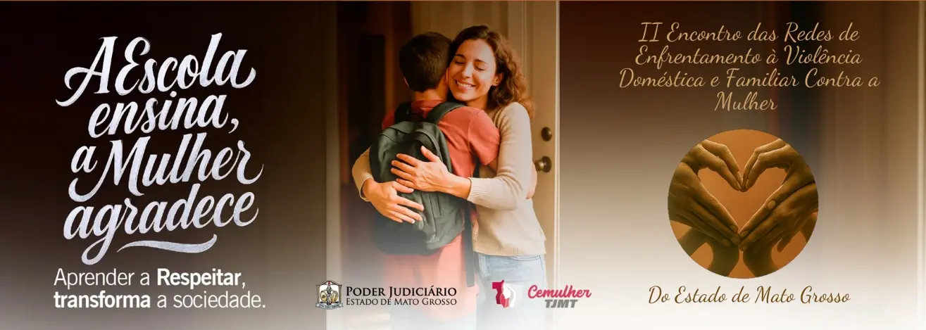 Banner escuro, com imagem de uma mulher e uma criança abraçados. Textos 