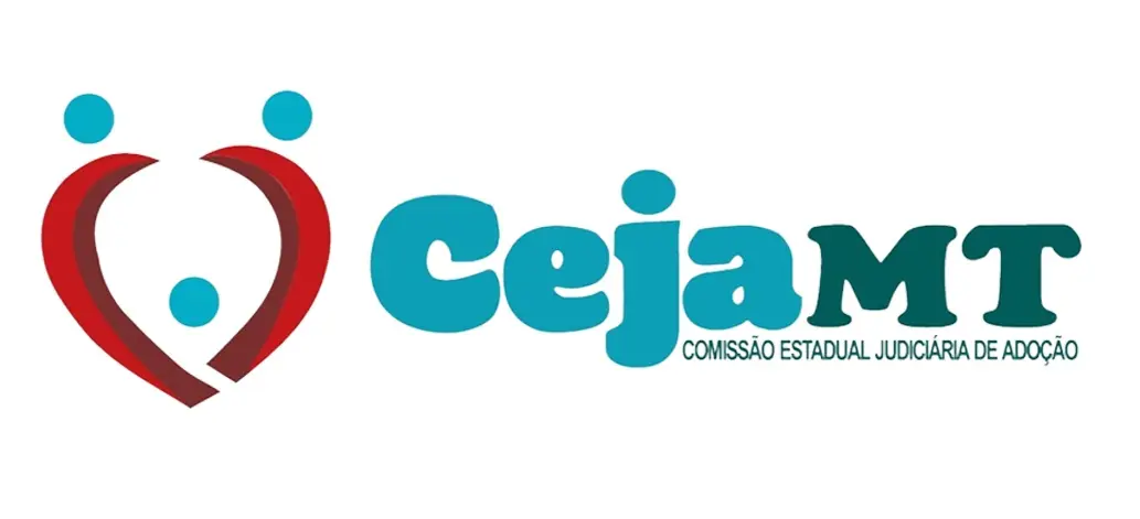 Logomarca da Comissão Estadual Judiciária de Adoção – CEJA/MT, com símbolo estilizado de cuidado e proteção, representando a atuação na garantia do direito à convivência familiar.