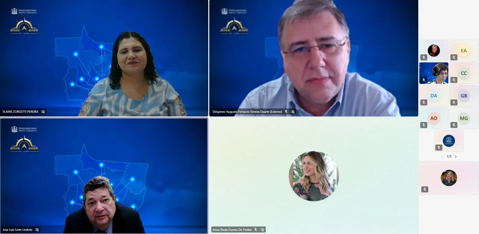 Print de tela mostra reunião virtual de abertura do curso sobre SNA.