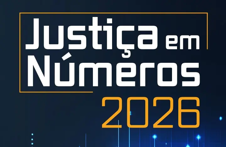 Arte da capa do relatório Justiça em Números 2026, publicação anual do CNJ que reúne indicadores sobre o desempenho do Poder Judiciário brasileiro.