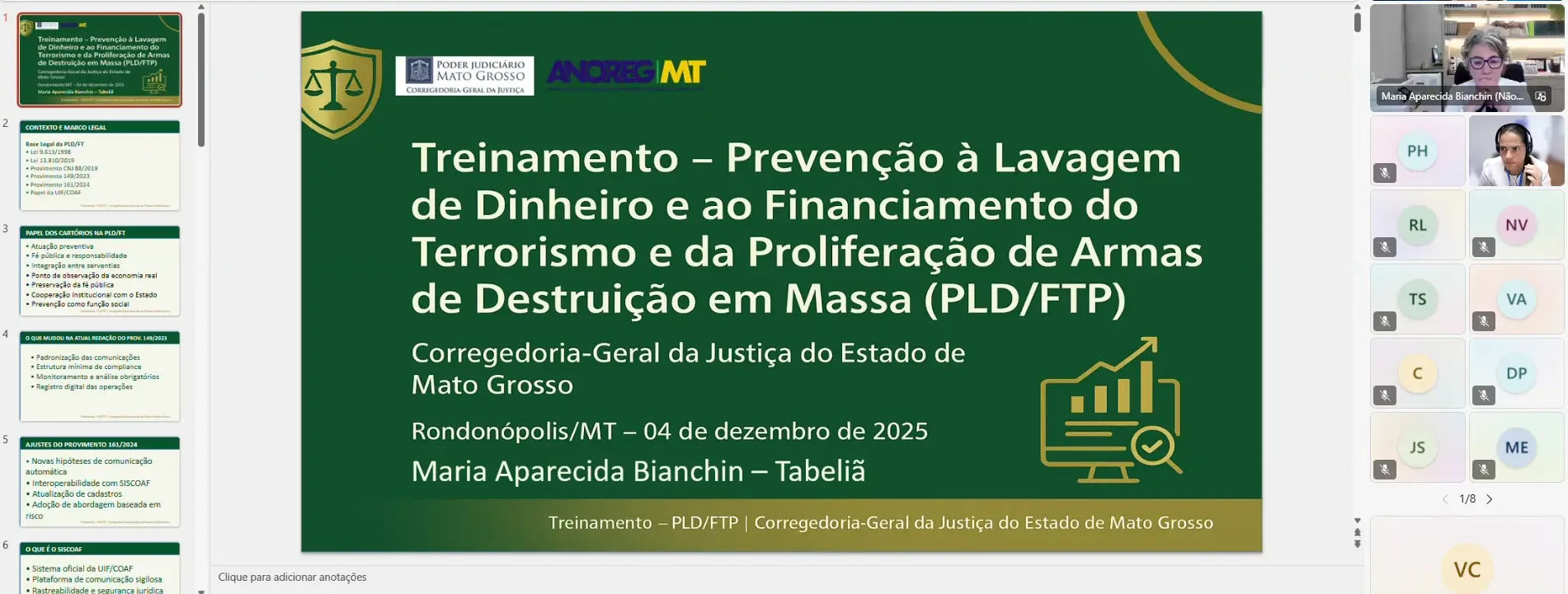 print da tela mostrando o título do treinamento. Do lado direito uma coluna com a imagem dos participantes